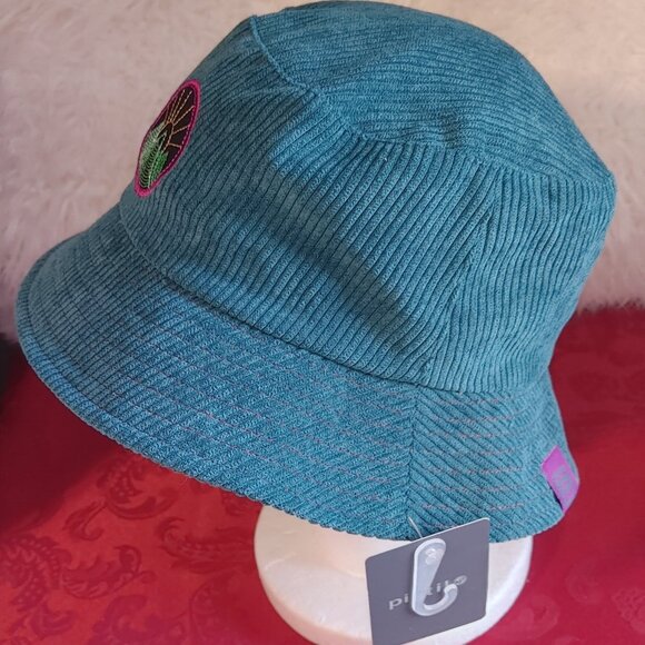 NWT TEAL CORDUROY EMBROIDERED BUCKET HAT UNISEX - Picture 5 of 10